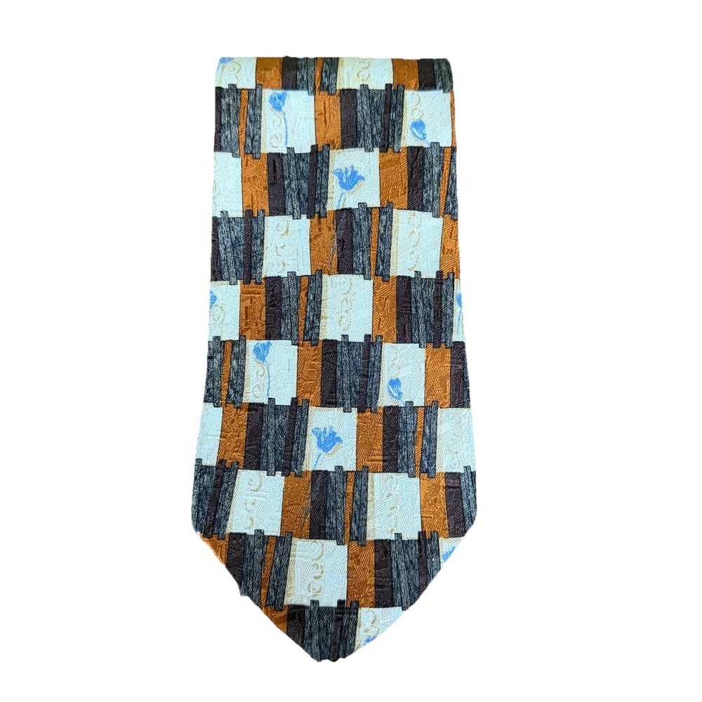 Ermenegildo Zegna Silk Tie Italy Luxury Designer Abstract Geometric